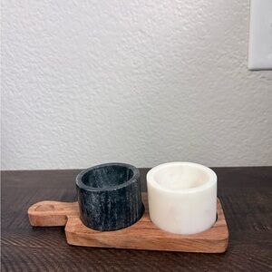 Hearth & Hand marble salt and pepper wooden tray